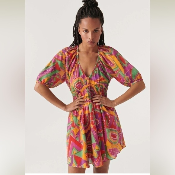 Ba&Sh 2 Womens Size 6 Dova Puff Sleeve Mini Dress New - Picture 1 of 12